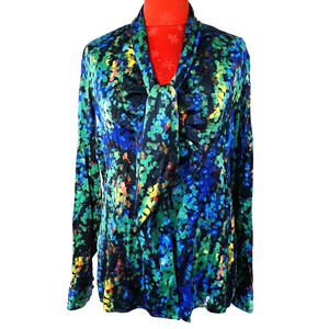 Doncaster Silk & Spandex Blend Blouse Colorful Silky Modern Classic US Size 12